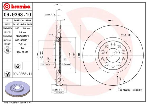 Brembo 09.9363.11 - DDF1449