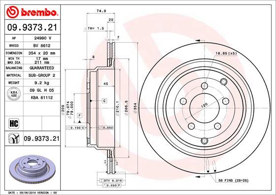 Brembo 09.9373.21 - Bremžu