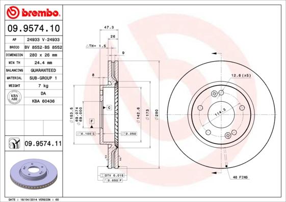 Brembo 09.9574.11 - DDF1619