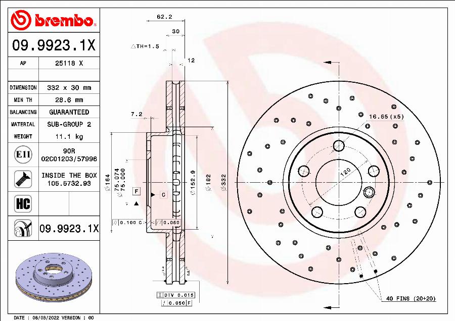 Brembo 09.9923.1X - BREMŽU