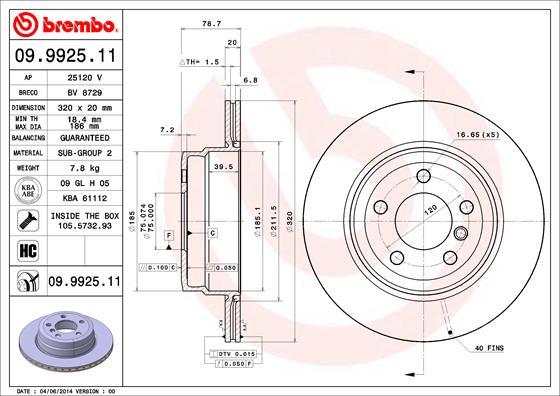 Brembo 09.9925.11 - BREMŽU
