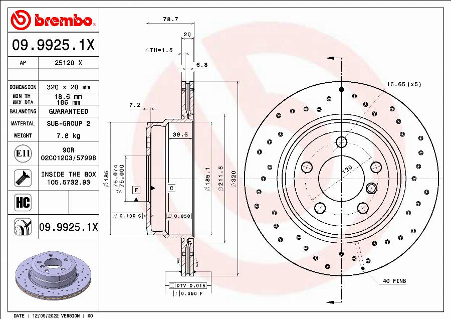 Brembo 09.9925.1X - BREMŽU