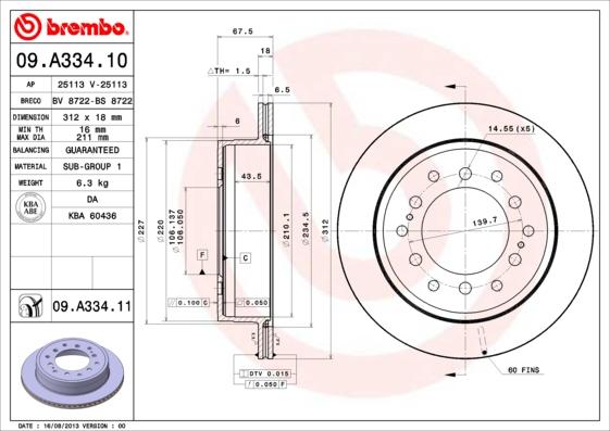 Brembo 09.A334.11 - BREMŽU
