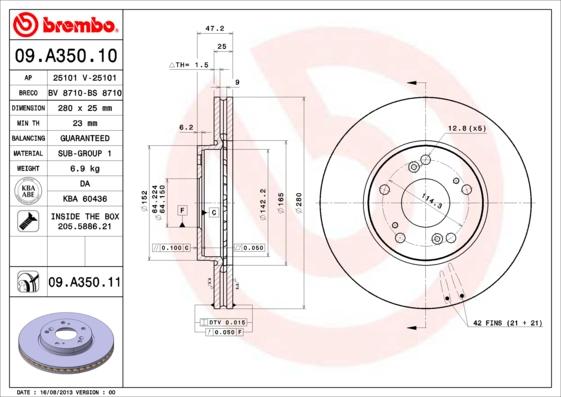 Brembo 09.A350.11 - DDF1557
