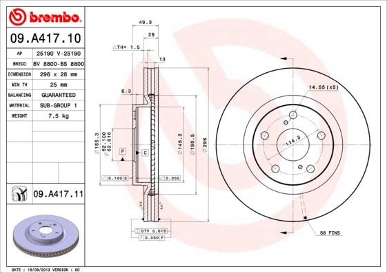 Brembo 09.A417.11 - Bremžu