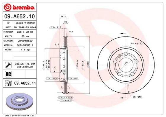 Brembo 09.A652.11 - DDF1154