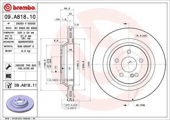 Brembo 09.A818.11 - Bremžu