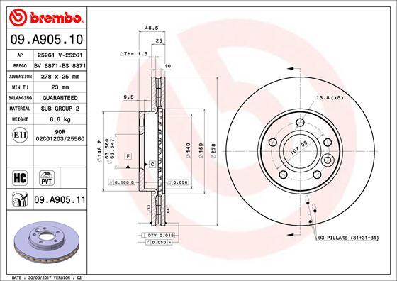 Brembo 09.A905.11 - BREMŽU