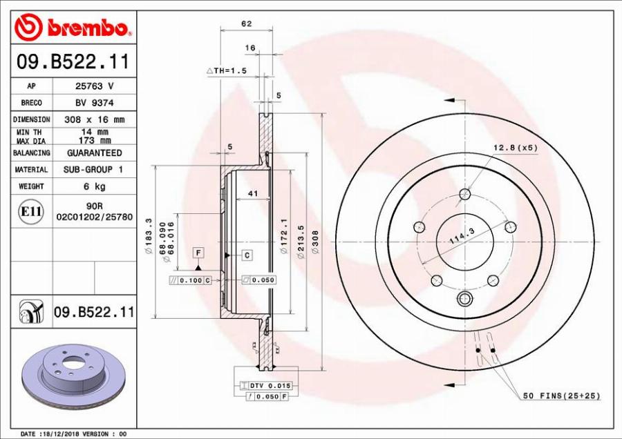 Brembo 09B52211 - Bremžu diski