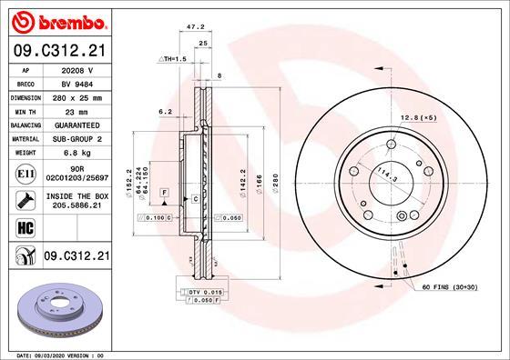 Brembo 09.C312.21 - Auto