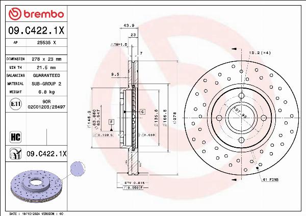 Brembo 09.C422.1X - Bremžu