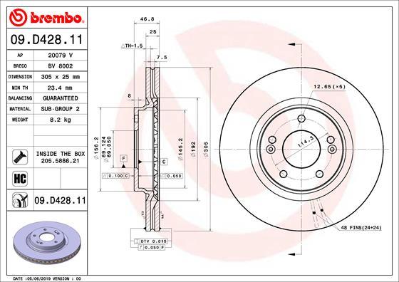 Brembo 09.D428.11 - BREMŽU