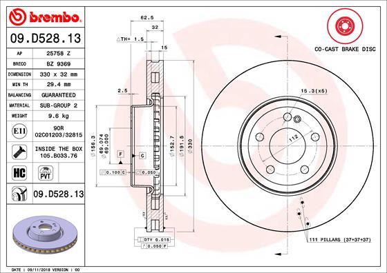 Brembo 09.D528.13 - BREMŽU