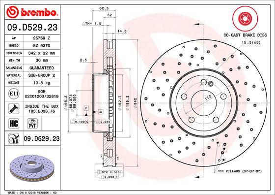Brembo 09.D529.23 - BREMŽU