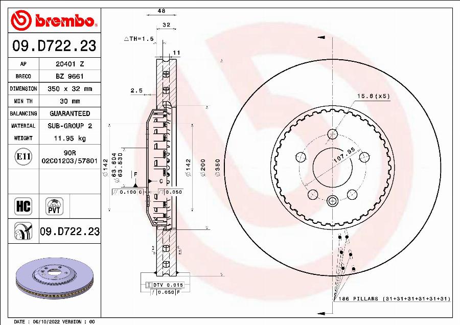 Brembo 09.D722.23 - BREMŽU