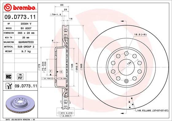 Brembo 09.D773.11 - BREMŽU