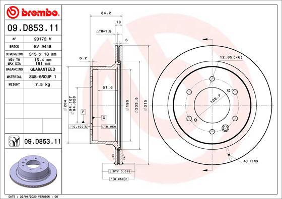 Brembo 09.D853.11 - Bremžu