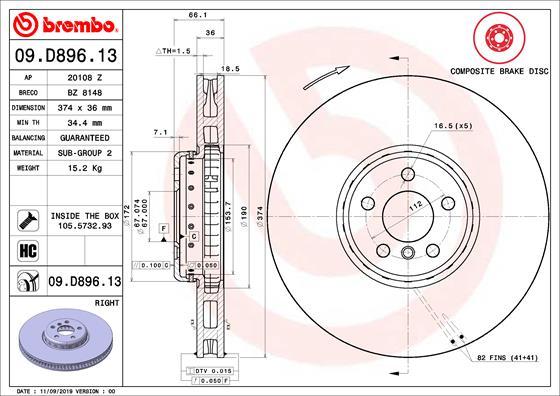 Brembo 09.D896.13 - BMW