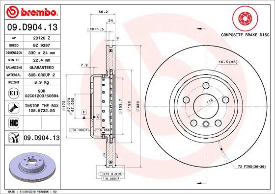 Brembo 09.D904.13 - BREMŽU