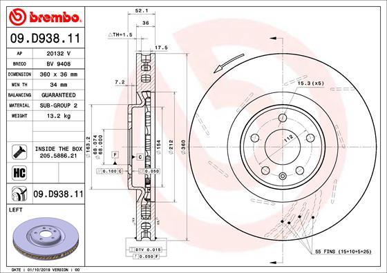 Brembo 09.D938.11 - BREMŽU