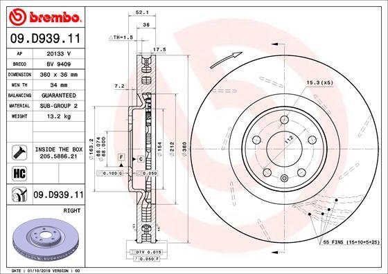 Brembo 09.D939.11 - BREMŽU