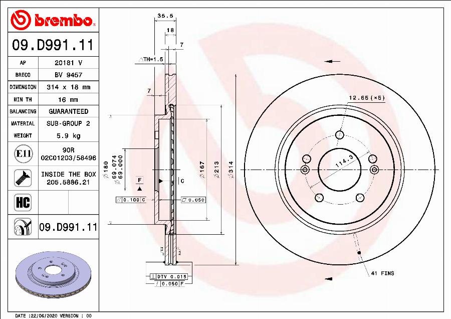 Brembo 09.D991.11 - Auto