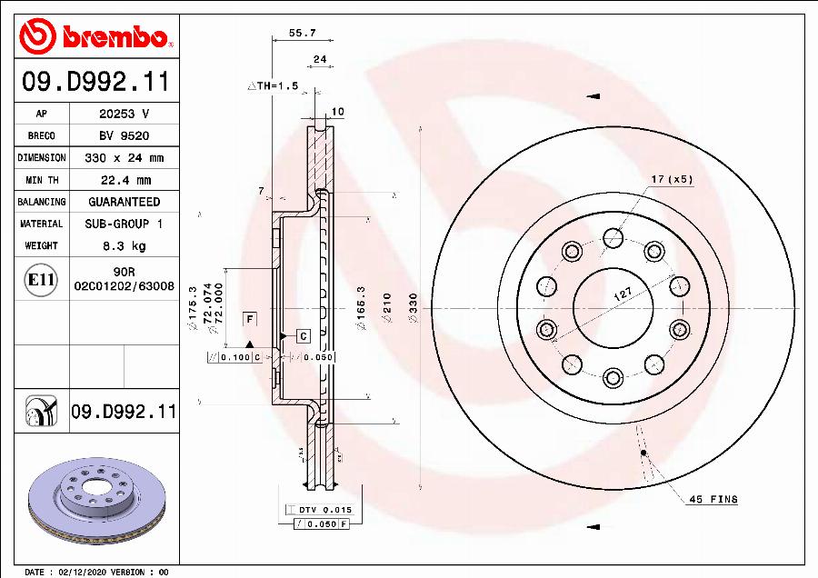 Brembo 09.D992.11 - Auto