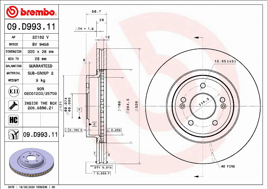 Brembo 09.D993.11 - Auto