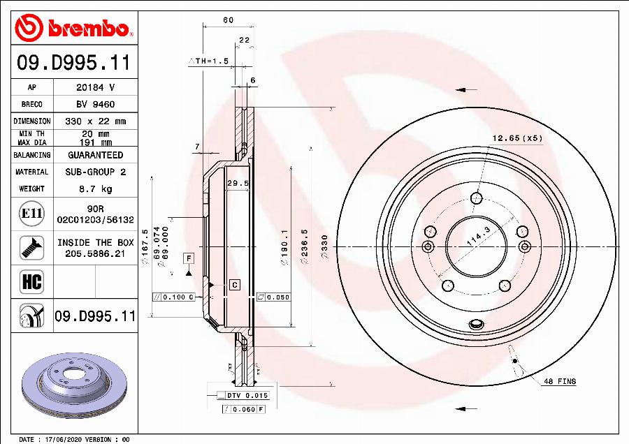 Brembo 09.D995.11 - Auto