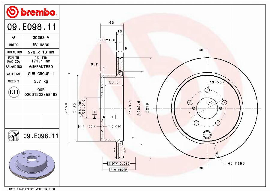 Brembo 09.E098.11 - BREMŽU