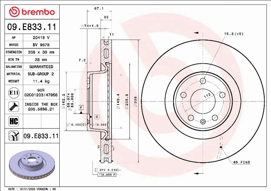 Brembo 09.E833.11 - BREMŽU