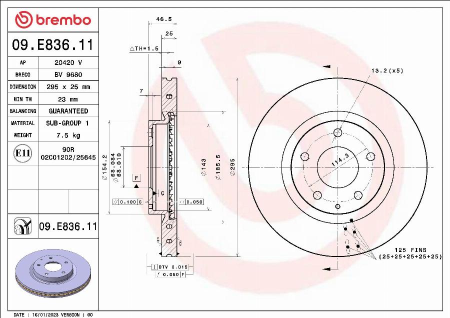 Brembo 09.E836.11 - Bremžu