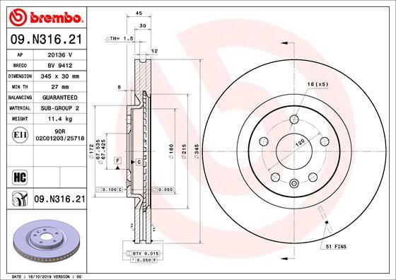 Brembo 09.N316.21 - BREMŽU