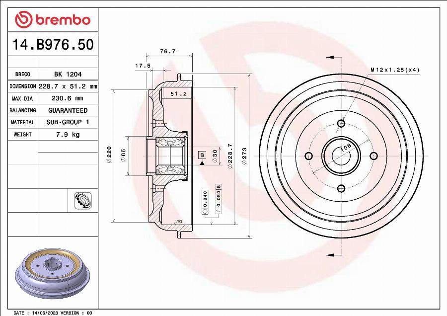 Brembo 14.B976.50 - Auto