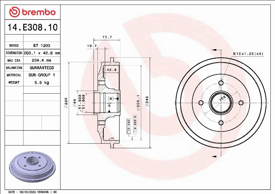 Brembo 14.E308.10 - Bremžu