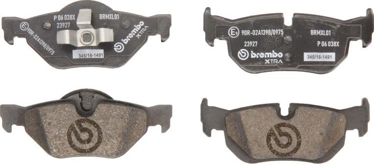 Brembo P06038X - Bremžu uzliku kompl