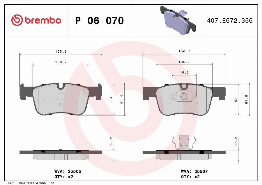 Brembo P 06 070 - Bremžu