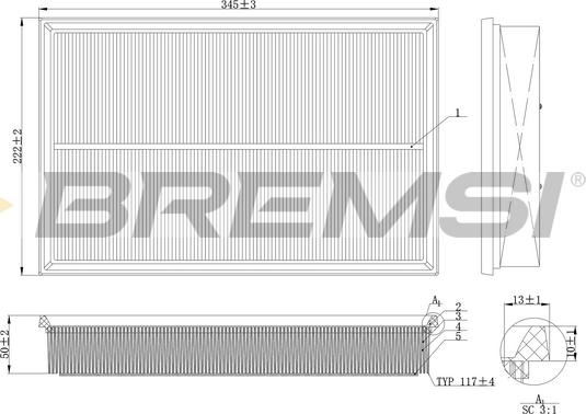 Bremsi FA2138 - Gaisa filtrs