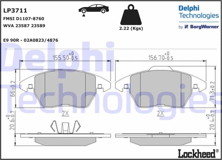 Delphi LP3711 - Bremžu uzliku kompl