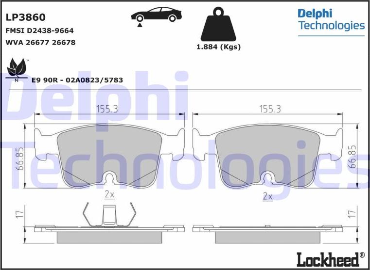 Delphi LP3860 - Bremžu uzliku kompl