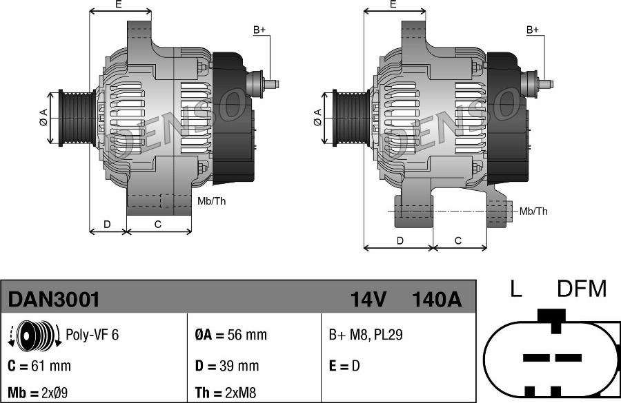 Denso DAN3001 - ĢENERATORS DAN3001 03L
