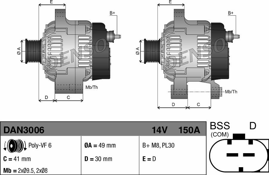 Denso DAN3006 - ĢENERATORS DAN3006 12317521384