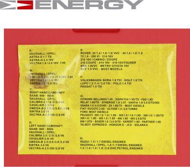 ENERGY NE00075 - Nofiksēšanas ierīču komplekts