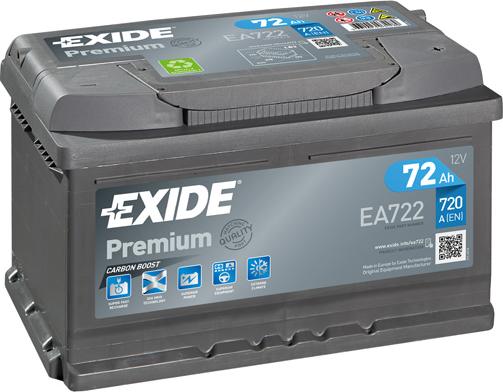 Exide EA722 - 72Ah 720A akumul
