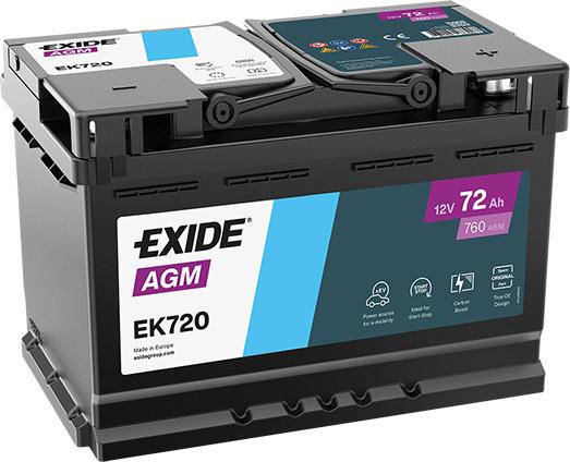 Exide EK720 - 72Ah 760A akumul