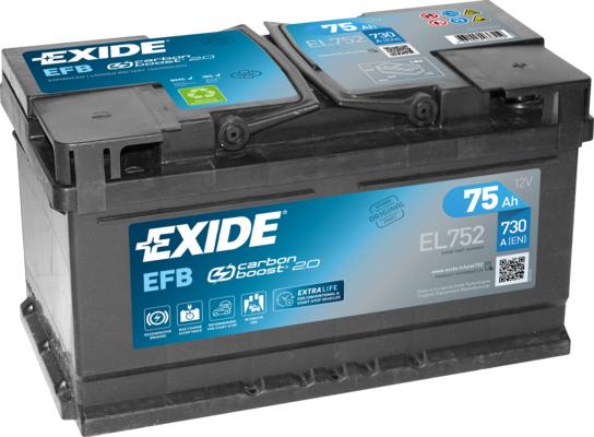 Exide EL752 - 75Ah 730A akumul