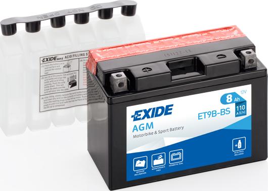 Exide ET9B-BS - Startera akumulatoru baterija