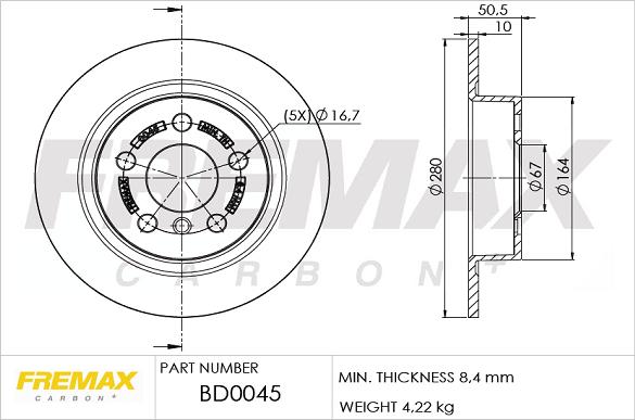 FREMAX BD-0045 - BD-0045 BREMŽU DISKS