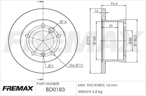 FREMAX BD-0183 - FCR154A BREMŽU DISKS