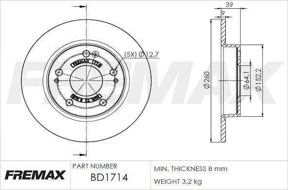 FREMAX BD-1714 - BREMŽU DISKS BD-1714